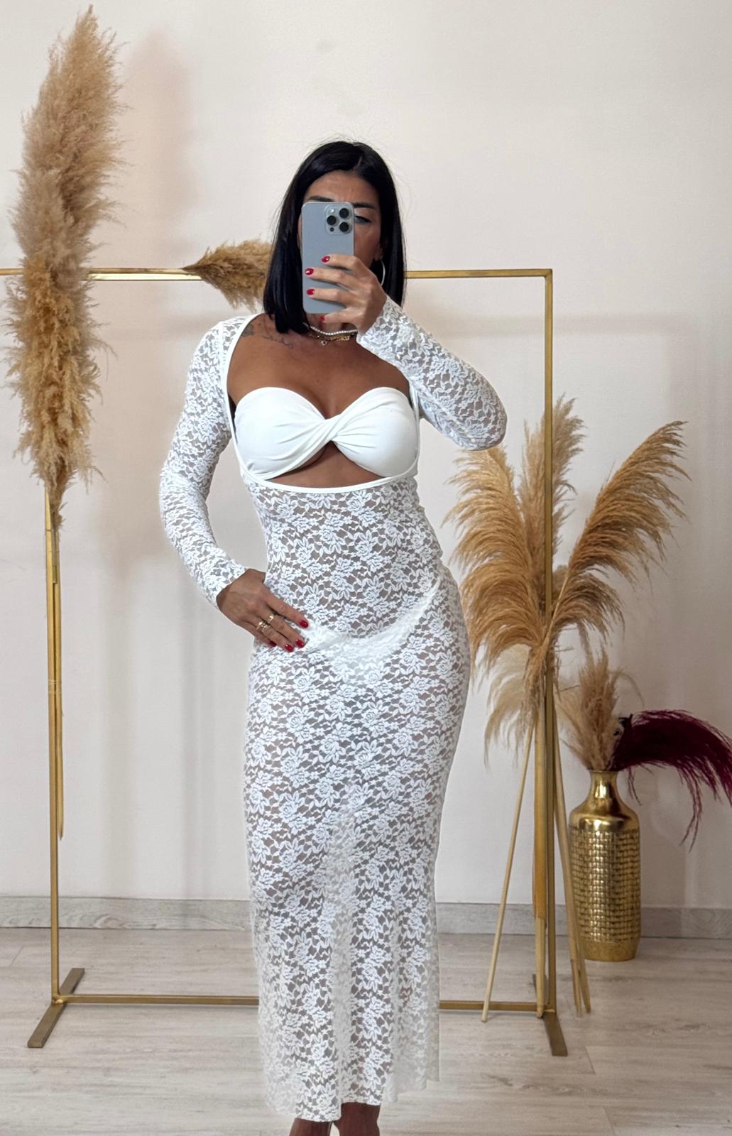 Bikini fascia + copricostume Miami bianco